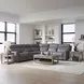 Cooper Blue Gray Leather 6 Piece Modular Power Reclining Sectional with USB Charging
