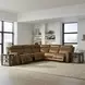 Cooper Camel Leather 6 Piece Modular Zero Gravity Triple Power Reclining Sectional with Console and USB Charging