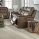 Collins York Chestnut Leather Zero Gravity Triple Power Reclining Living Room Set