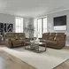 Collins York Chestnut Leather Zero Gravity Triple Power Reclining Living Room Set