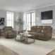 Collins York Chestnut Leather Zero Gravity Triple Power Reclining Living Room Set