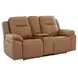 Callihan York Butternut Leather 81" Power Reclining Loveseat with Console and USB Charging