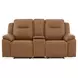 Callihan York Butternut Leather 81" Power Reclining Loveseat with Console and USB Charging