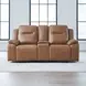 Callihan York Butternut Leather 81" Power Reclining Loveseat with Console and USB Charging