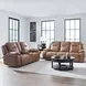 Callihan York Butternut Leather 81" Power Reclining Loveseat with Console and USB Charging