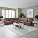 Kingswell Aline Saddle Leather 7 Piece Modular Power Reclining Sectional with USB Charging