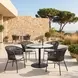 Batu Gray and Black Outdoor 35" Round Glass Top Dining Table