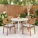 Nimara Natural and White Outdoor 35" Round Glass Top Dining Table