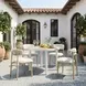 Nimara Natural and White Outdoor 35" Round Glass Top Dining Table
