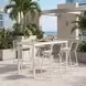 Dimira Natural and White Outdoor 63" Rectangular Glass Top Bar Table