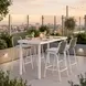 Dimira Natural and White Outdoor 63" Rectangular Glass Top Bar Table