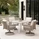 Nimara Natural and White Outdoor 35" Round Glass Top Dining Table