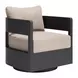Foret Beige Upholstered Outdoor Swivel Accent Chair