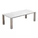 Leilani White and Brown Outdoor 90" Rectangular Sintered Stone Top Dining Table
