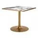 Caliza White and Gold Outdoor 36" Square Glass Top Dining Table