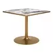Caliza White and Gold Outdoor 36" Square Glass Top Dining Table