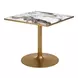 Caliza White and Gold Outdoor 36" Square Glass Top Dining Table