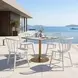 Caliza White and Gold Outdoor 36" Square Glass Top Dining Table