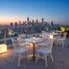 Caliza White and Gold Outdoor 36" Square Glass Top Dining Table