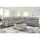 70815M Gray Leather 133" Power Reclining Sectional