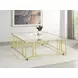 Adri Matte Brass And Glass Top Square Coffee Table