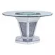 Noralie Silver and Gray 52" Round Glass Top Dining Table