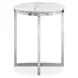 Isolde White and Brushed Nickel Round Marble Top End Table