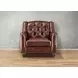Kingswell Brown Leather Upholstered Accent Chair with Nailhead Trim