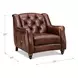 Kingswell Brown Leather Upholstered Accent Chair with Nailhead Trim