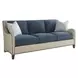 Twin Palms Blue and Gray Koko 85" Sofa with Nailhead Trim