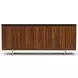 Altura Smoked Walnut and Champagne Gold 4 Door Glass Top Sideboard