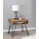 Fanning Golden Oak And Black End Table