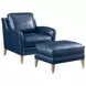 Twin Palms Coconut Grove Blue Leather Upholstered Accent Chair