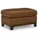 Brendola Amber Leather Upholstered Rectangular Ottoman with Nailhead Trim