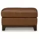 Brendola Amber Leather Upholstered Rectangular Ottoman with Nailhead Trim