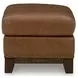 Brendola Amber Leather Upholstered Rectangular Ottoman with Nailhead Trim