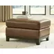 Brendola Amber Leather Upholstered Rectangular Ottoman with Nailhead Trim