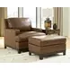 Brendola Amber Leather Upholstered Rectangular Ottoman with Nailhead Trim