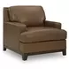 Gambellara Amber Leather Upholstered Accent Chair with Nailhead Trim