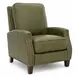 Melrose Oasis Olive Leather Push Thru The Arms Recliner with Nailhead Trim