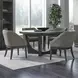 Cascade Falls Satin Espresso and Misty Gray Upholstered 5 Piece Extendable Dining Set with Nailhead Trim