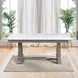 Zumala White and Weathered Oak 71" Rectangular Marble Top Dining Table