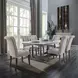 Yabeina White and Gray Oak 71" Rectangular Marble Top Dining Table