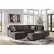 Coralene Onyx Performance Fabric 2 Piece Modular Sectional with RAF Corner Chaise and Pillows