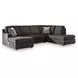 Coralene Onyx Performance Fabric 2 Piece Modular Sectional with RAF Corner Chaise and Pillows