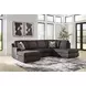 Coralene Onyx Performance Fabric 2 Piece Modular Sectional with RAF Corner Chaise and Pillows