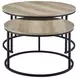 Lainey Distressed Pine Round Nesting Coffee Table Set of 2