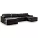 ModMax II Black Leather 4 Piece Double Chaise Sectional