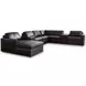ModMax II Black Leather 8 Piece Sectional with Chaise and Storage Consoles
