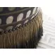 Key Biscayne Lamar Brown and Black Upholstered Round Swivel Ottoman with Nailhead Trim